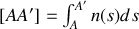 [AA']=\int_{A}^{A'} n(s)ds